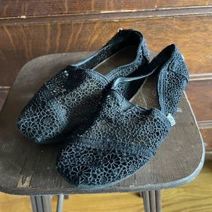 Tom's Black Crocheted Slip Ons